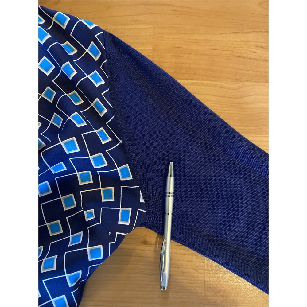 DIANE VON FURSTENBERG Sweater Silk Size M Navy Blue Pullover Classic Preppy - Picture 16 of 16